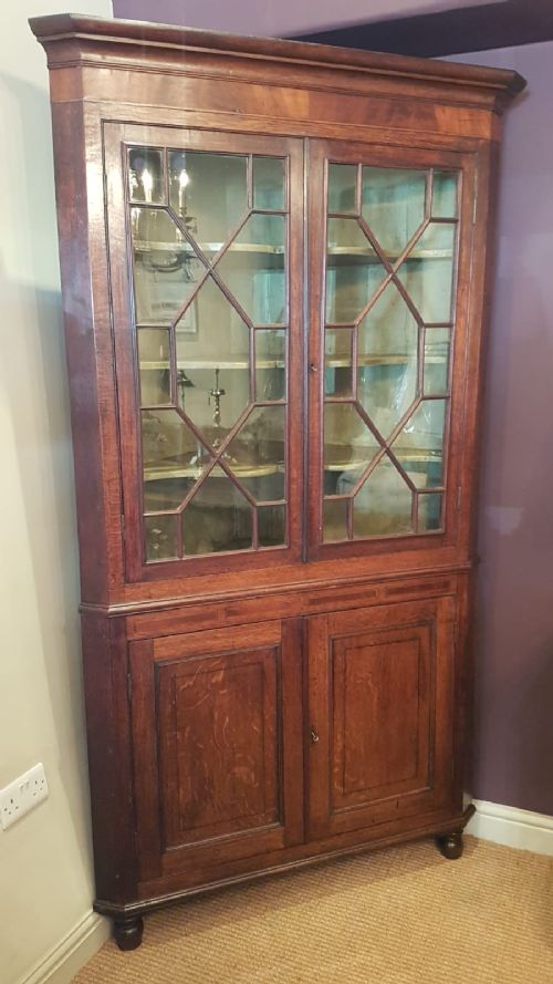 Impressive George III Oak Floor Standing Corner Cupboard