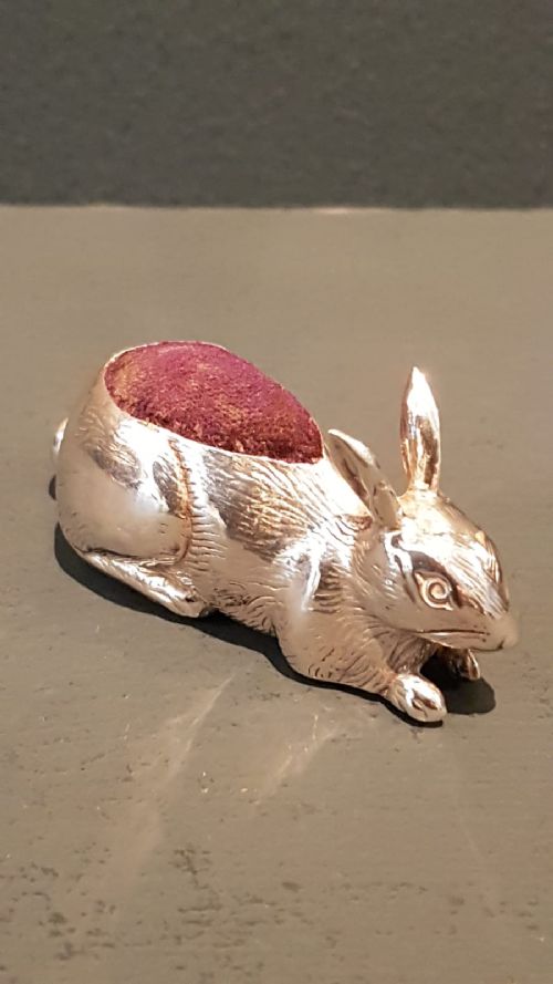 Antique Silver Rabbit Pin Cushion