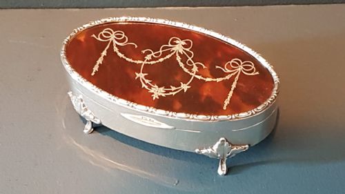 George V Silver and Tortoise Shell Ring Box