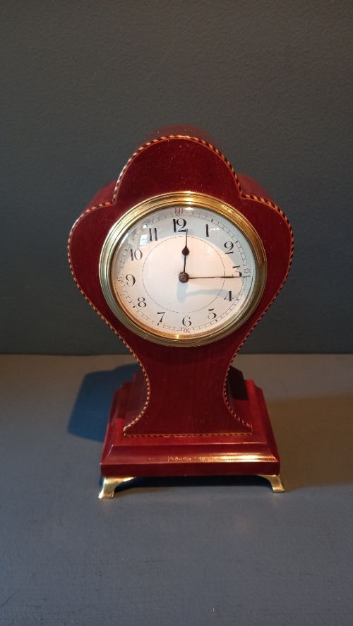Edwardian Period Inlaid Petal Shaped Mantel Clock