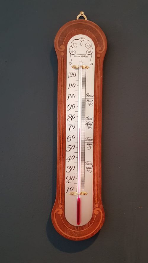 Edwardian Inlaid Mahogany Thermometer
