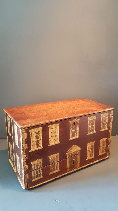 George III Oak Box with Painted Decoration