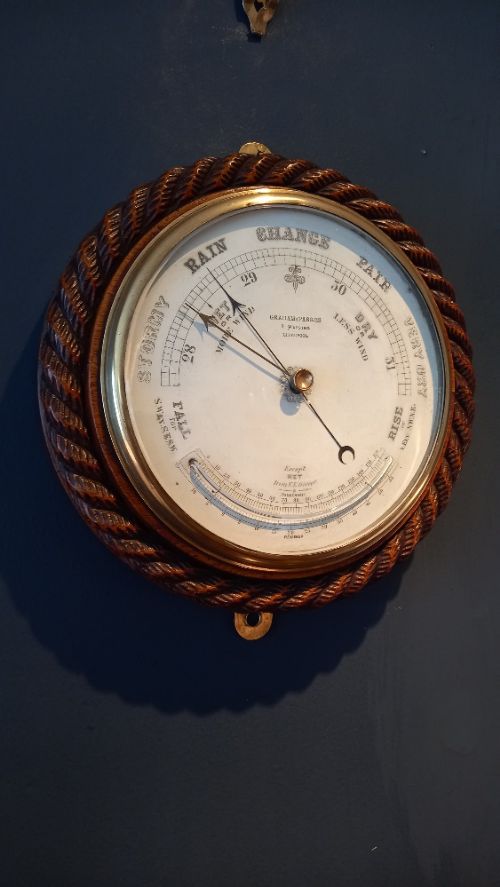 Antiqueliverpool Ship's Barometer & Thermometer