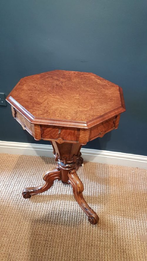 Fine Quality Victorian Burr Walnut Work Table