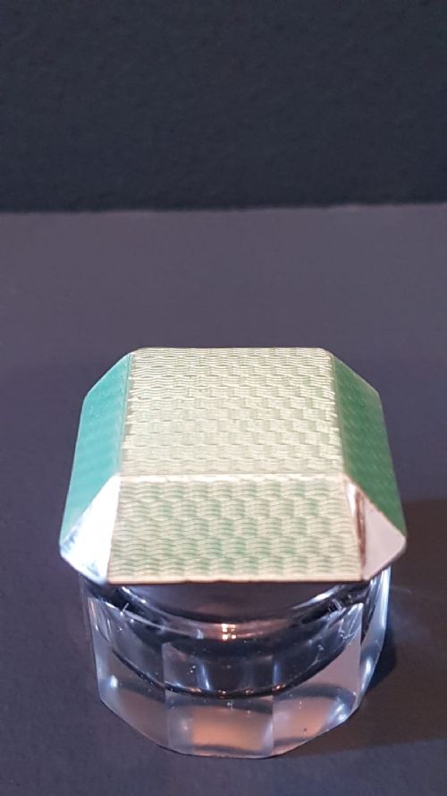 Silver and Engine Turned Enamel Pill Box