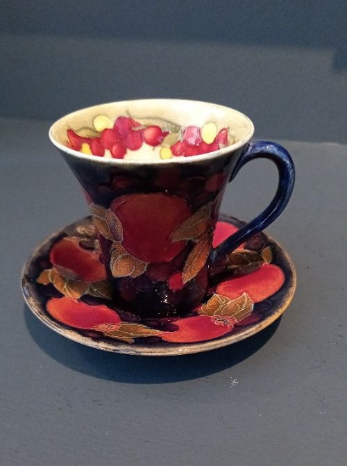 Antique Moorcroft Pomegranate Cabinet Cup & Saucer