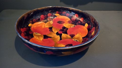 Large Antique Moorcroft Seeded Pomegranate Bowl