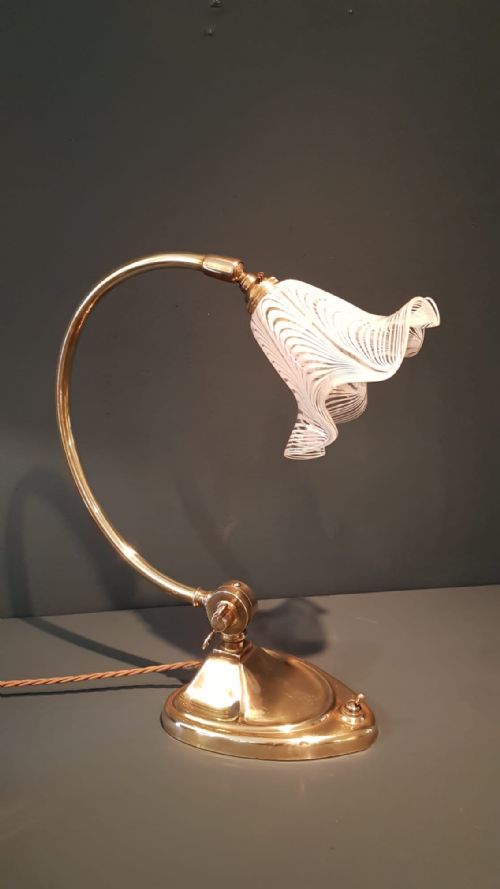 Edwardian Brass Desk Lamp and Shade