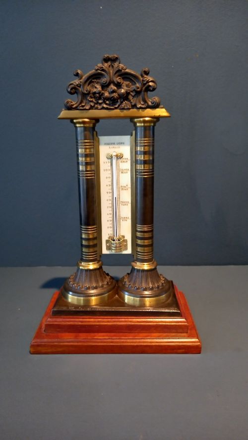 Antique Bronze Table Top Thermometer