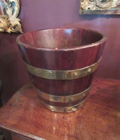 19th Century Antique Mahogany & Brass Bound Planter