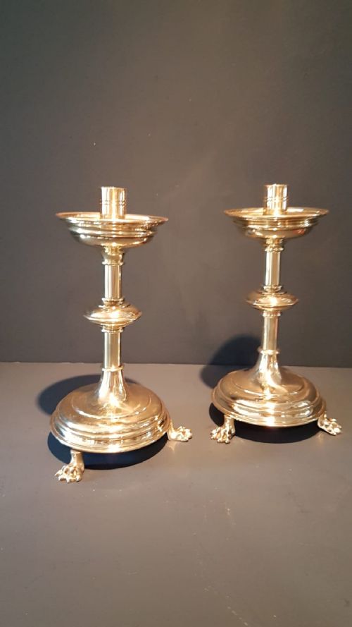 Pair Stylish Victorian Church Candlesticks