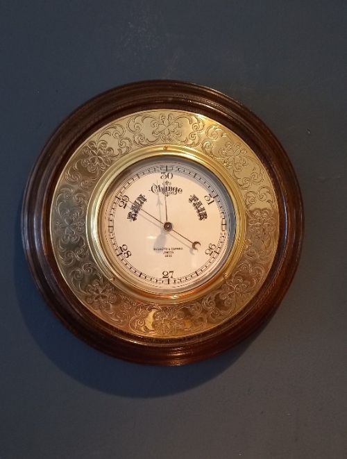 Antique Brass Engraved Negretti & Zambra Barometer