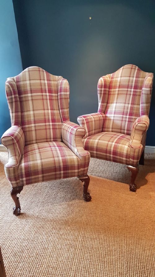 Pair of Victorian Wing Back Arm Chairs