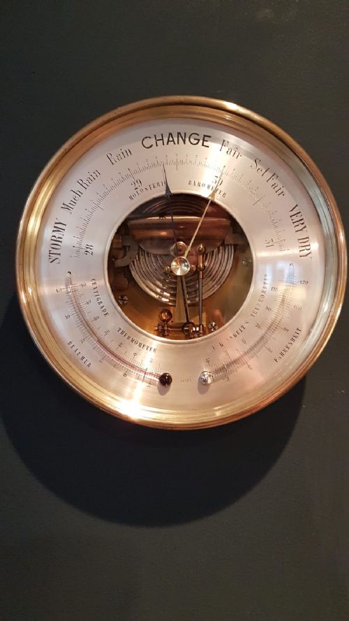 Superb Victorian Brass Cased Marine Barometer