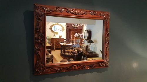 Quality Victorian Carved Walnut Mirror