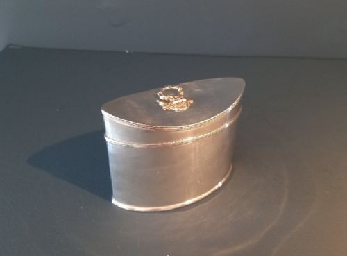 George V Period Silver Oval Dished Top Tea Caddy