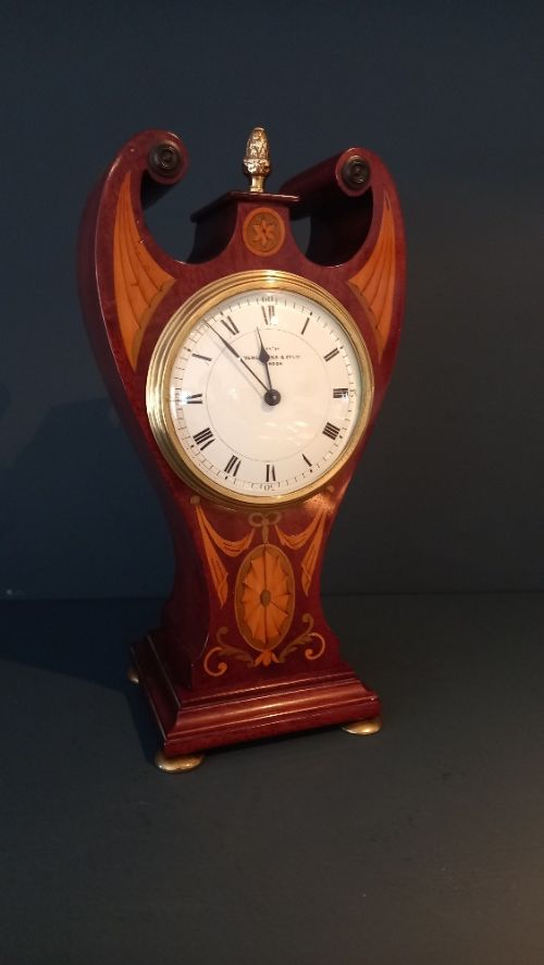 Fine Edwardian Inlaid London Exhibition Mantel Clock