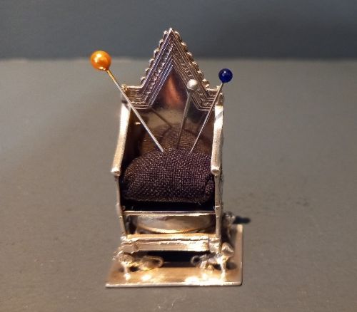 Antique Edward VII Coronation Silver Throne Pin Cushion