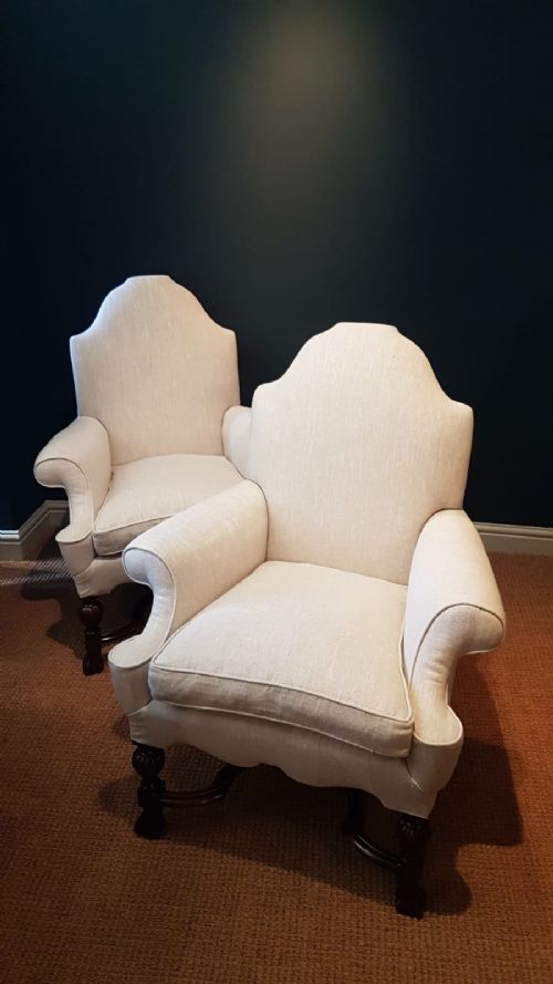 Matching Pair of William & Mary Style Armchairs