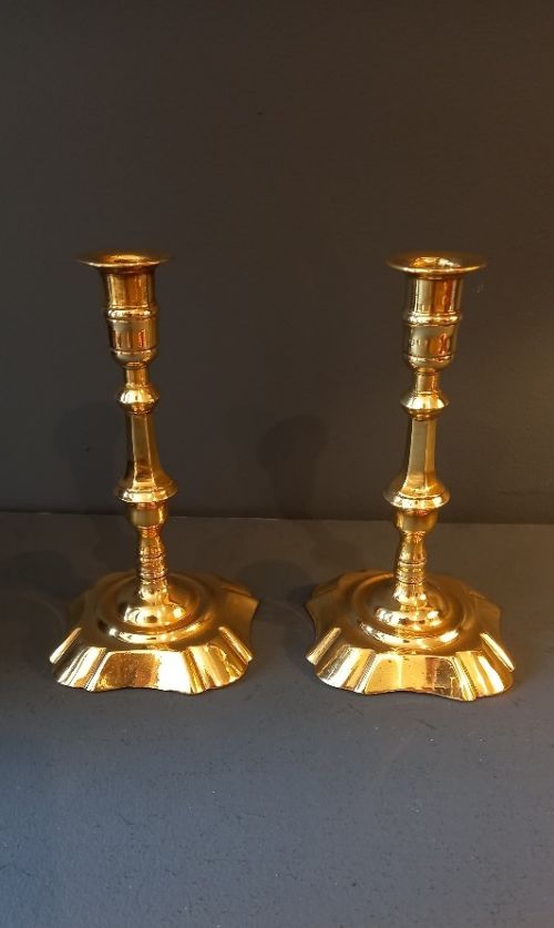 Pair of George III Period Petal Base Candlesticks