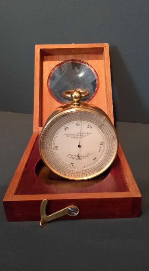 Antique Campaign Marine Barometer in Presentation Case