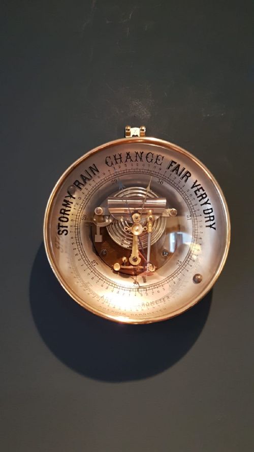 Large Brass Cased Skeletonised Marine Barometer