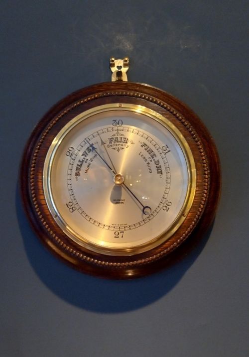 Antique Polished Oak Selfridges of London Barometer