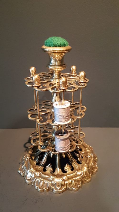 Unusual Victorian Brass Bobbin Rack