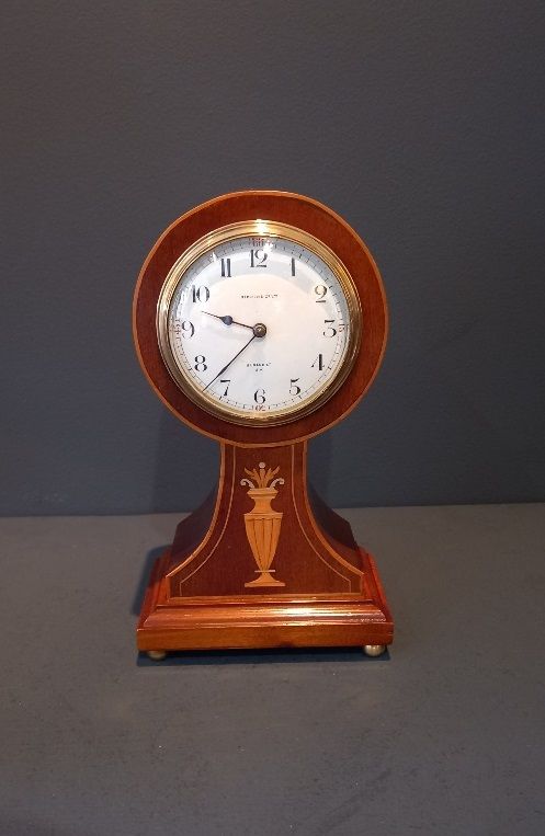 Antique Sheraton Inlaid Vase Decor Mantel Clock