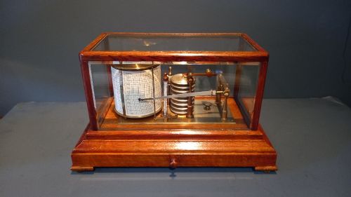Antique Negretti & Zambra Polished Oak Barograph