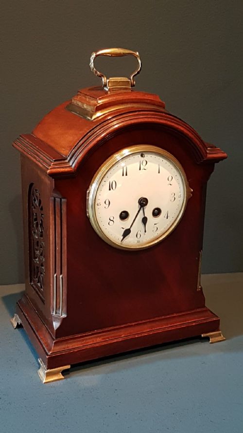 Edwardian Mahogany 8 Day Chiming Mantel Clock