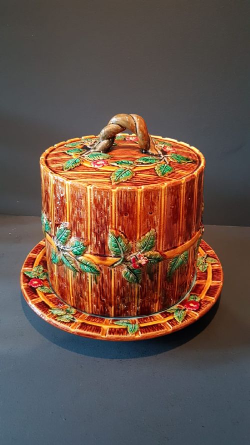 Large Victorian Majolica Cheese Dish