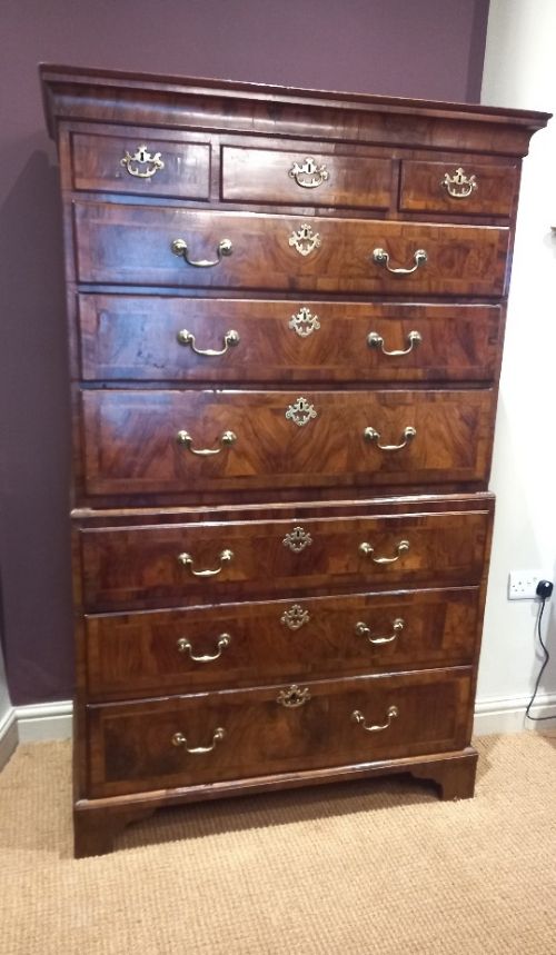 Superb George II Period Figured Walnut Chest on Chest