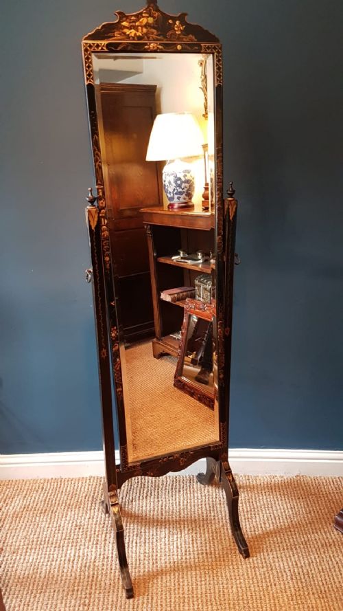 Edwardian Chinoiserie Cheval Mirror