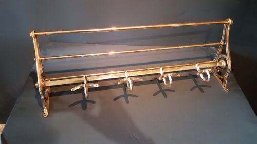 Edwardian Solid Brass Coat and Hat Rack