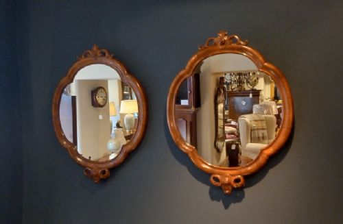 Matching Pair of Antique Walnut Wall Mirrors
