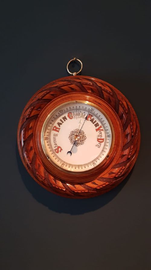 Quality Victorian Carved Walnut Barometer