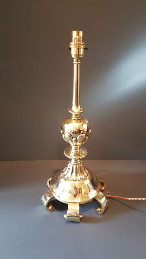 Impressive Arts and Crafts Brass Table Lamp