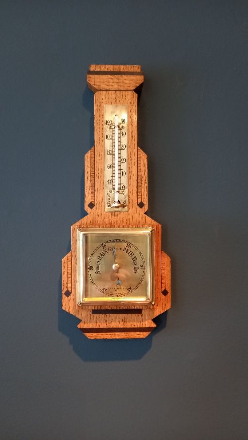 Small Art Deco Inlaid Hull Banjo Barometer