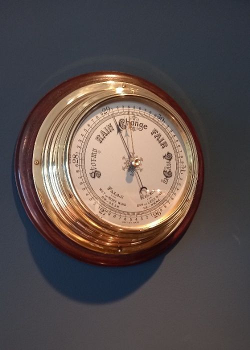 Polished Brass Bulkhead Marine Barometer