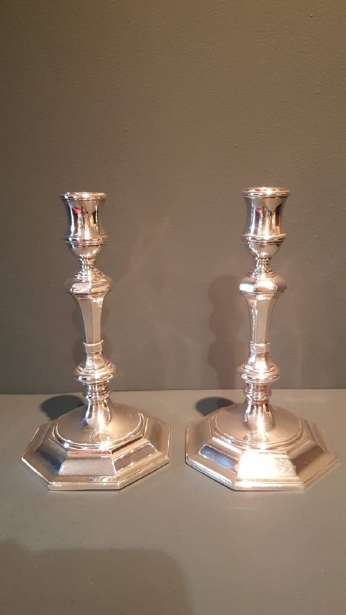 Pair of Fine Quality Cast Silver Candlesticks