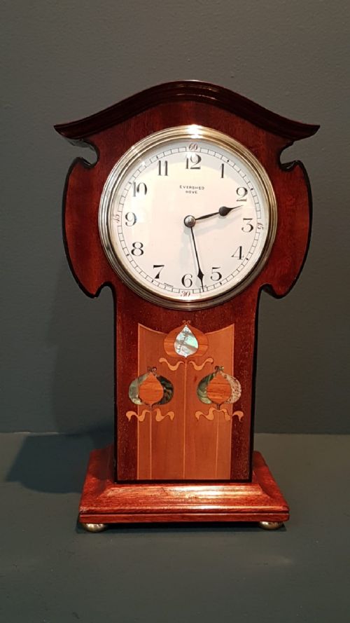 Superb Art Nouveau Inlaid Mantel Clock