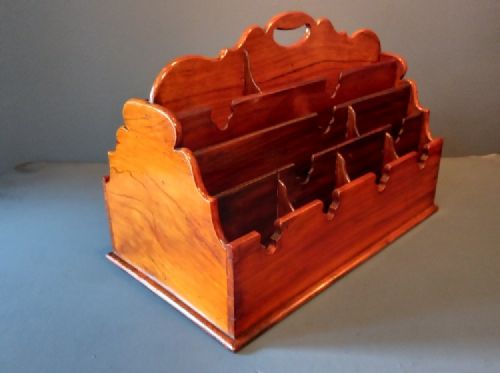 Antique Solid Walnut Partner's Desk Letter Rack