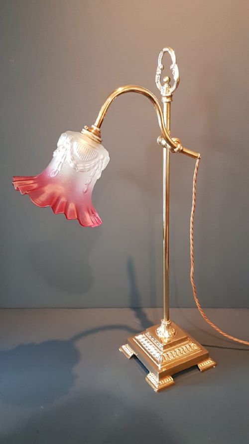 Edwardian Brass Rise and Fall Lamp