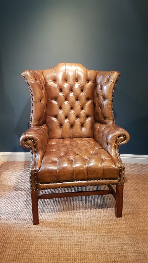 Leather Wing Back Arm Chair