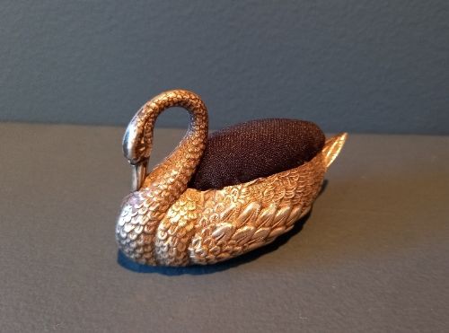 Antique Silver Adie & Lovekin Swan Pin Cushion