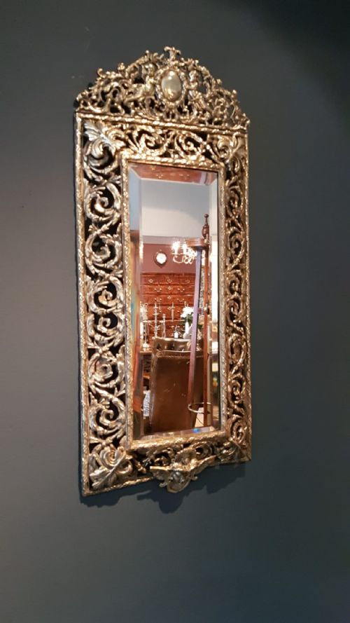 Victorian Cast Brass Frame Mirror