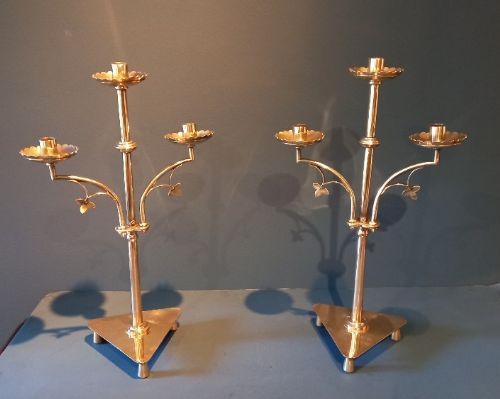 Superb Pair of Antique Cast Brass Candelabra