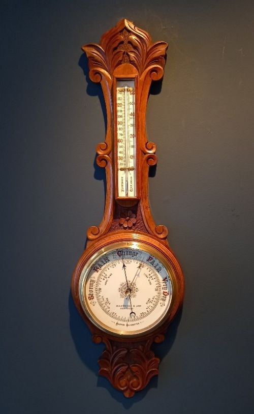 Antique Polished Walnut Banjo Barometer