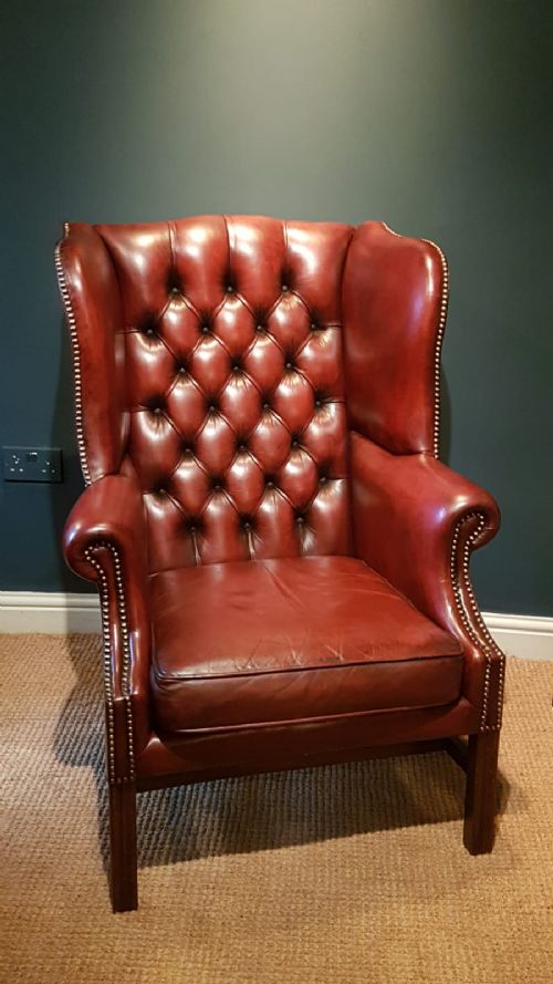 Leather Wing Back Arm Chair